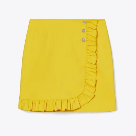 Tory Burch Tech Twill Ruffle Golf Tennis Skirt Bright YellowSize 6NWOT